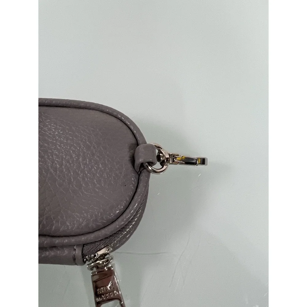 Steve Madden Mini Zip Case Taupe Earbud Coin Pouch Clip Holder
